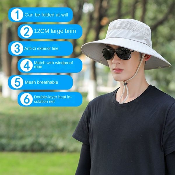 Sommarhatt för män utomhussolhatt MÖRKGRÅ dark grey