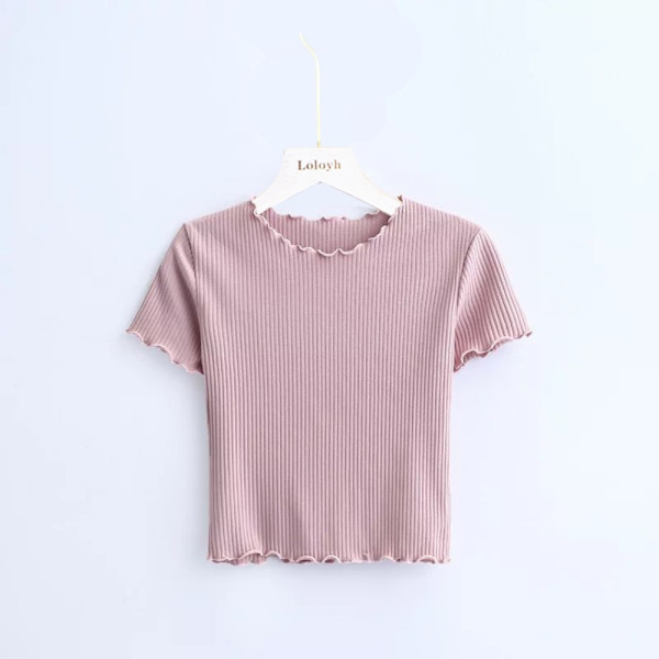 O Neck T-paita Slim Fit t-paita PINK M M pink M-M