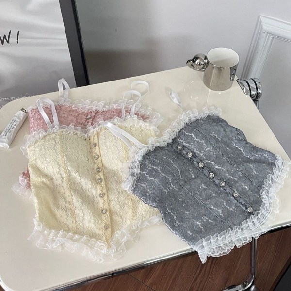 Blommiga Camisole Spetslinnen FÄRG 4 FÄRG 4 Color 4
