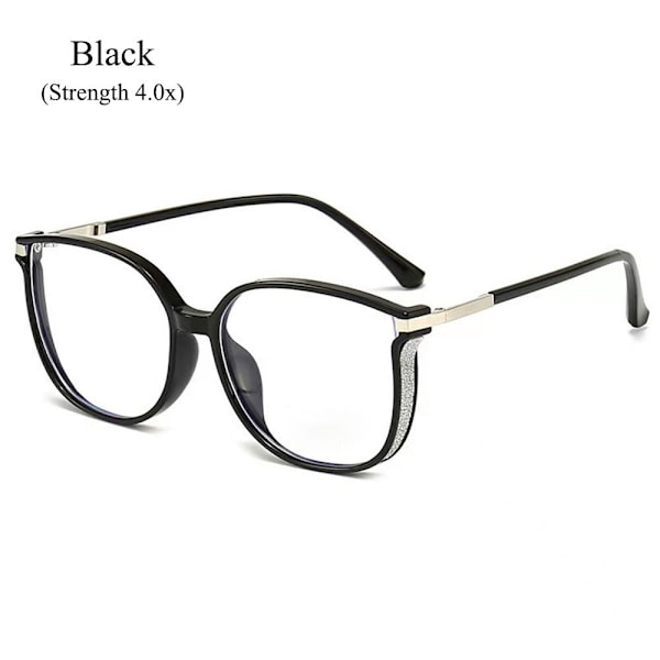 Blåt lysblokerende læsebriller til kvinder Anti-blåt lys Black Strength 4.0x-Strength 4.0x