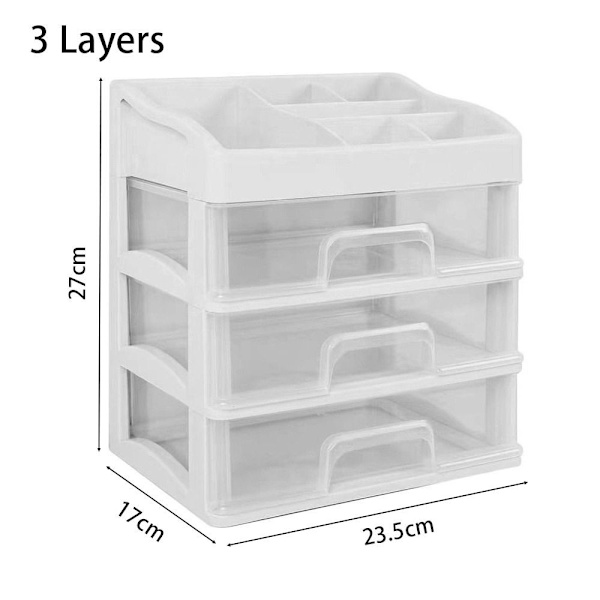 1 Stk Kosmetik Opbevaringsboks Desktop Opbevaringskasse 3 LAG 3 3 Layers