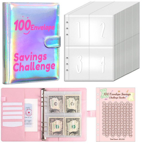 100 Days Savings Challenge Savings Money Binder SILVER Silver