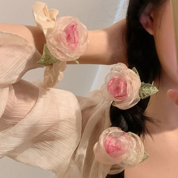 Rose Flower Hair Ring Hair Scrunchies C-HAIR RING C-HAIR RING C-Hair Ring