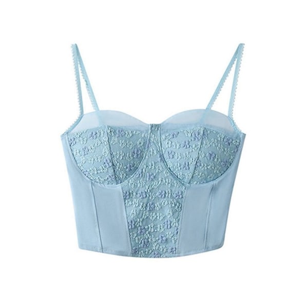 Sexy Lace Camisole Floral Strap Top SININEN blue