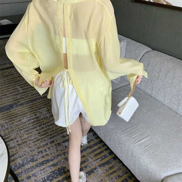 Damebluse Chiffonbluse GUL XL(57,5-62,5KG) Yellow XL(57.5-62.5KG)