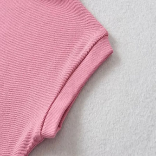 Damer, sommar, ärmlösa T-shirts Toppar ROSA L pink L