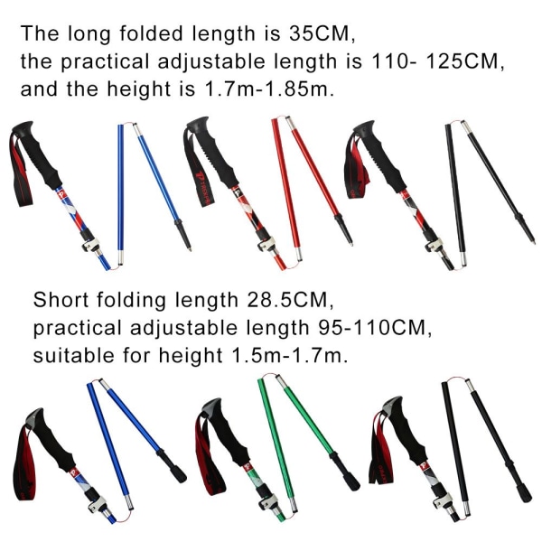 Vikbara gåstavar Fällbara vandringsstavar RÖD LÅNG LÅNG Red Long-Long