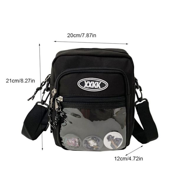 Canvas skuldertaske Crossbody taske SORT Black