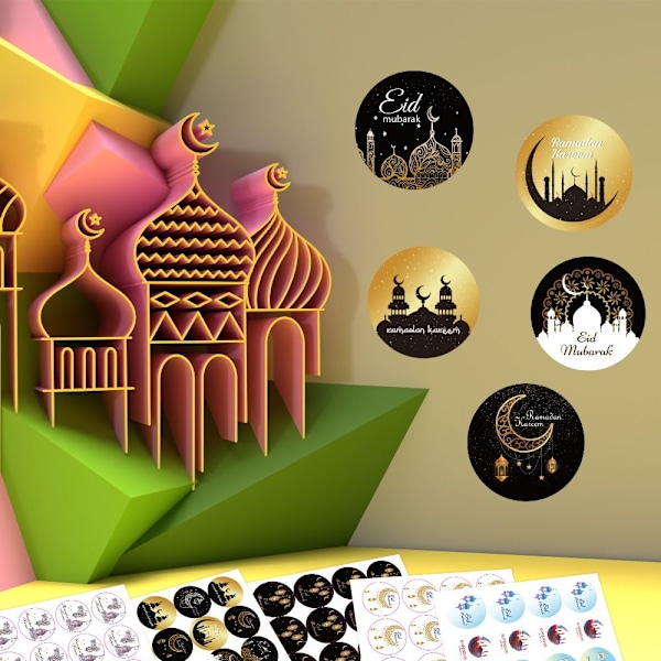 EID Mubarak Paper Stickers Gaveetiketter Sticker STYLE 10 STYLE 10 Style 10