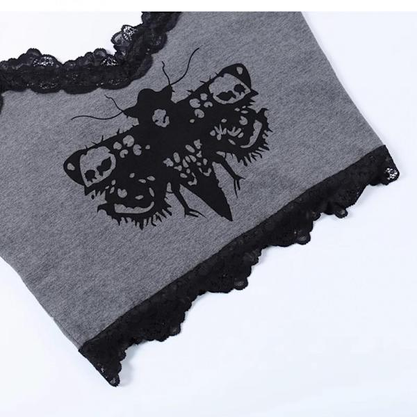 Liten Camisole Vest Zip Up Slim Fit Tee Lace Patchwork Vest
