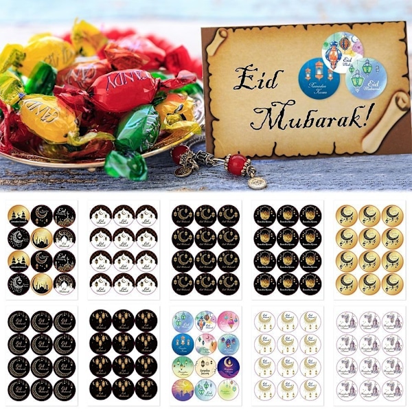 EID Mubarak Paper Stickers Gaveetiketter Sticker STYLE 10 STYLE 10 Style 10
