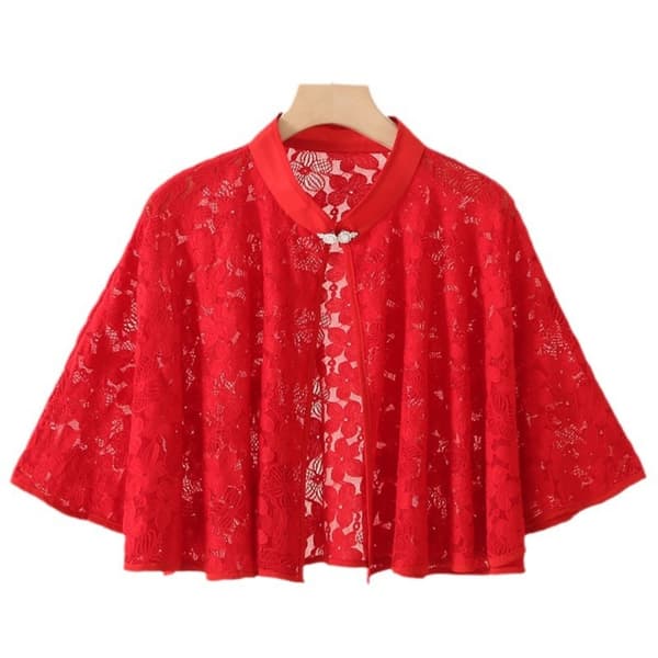 Ros Jacquard Polyester Sjalar Solskyddscarf RÖD Red
