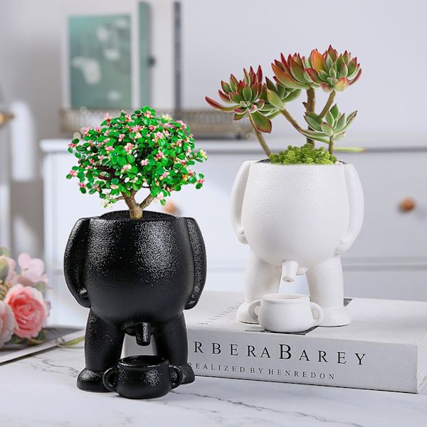 Mini Blomsterpotter Figur Vaser SORT Black