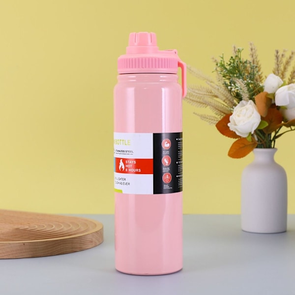 1000ml Vakuumkopp i rustfritt stål Reisekaffekopp ROSA Pink