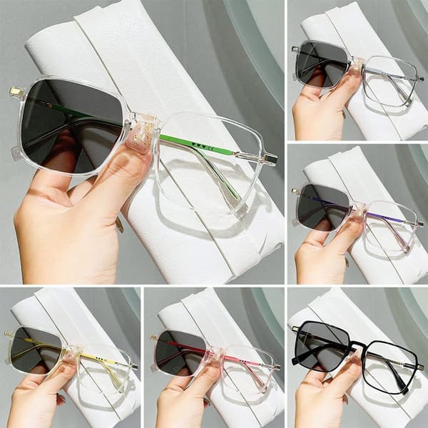 Firkantede briller med anti-blått lys, TRANSPARENT Transparent