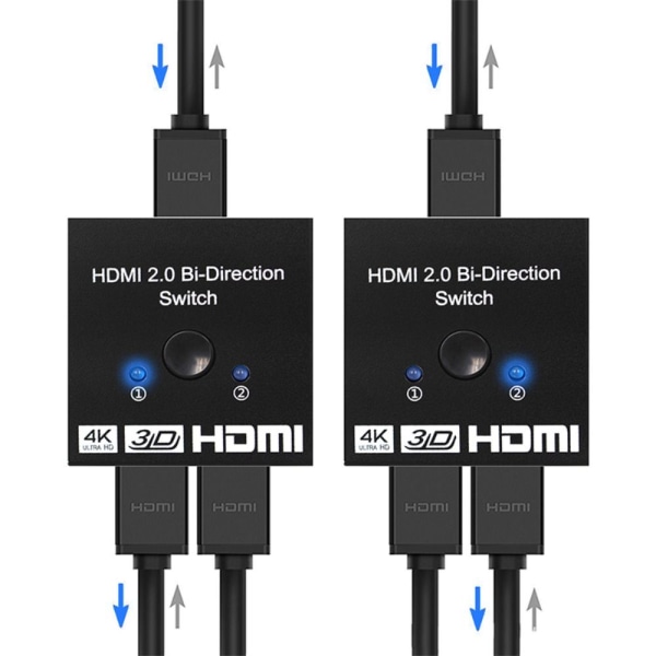 4K HDMI Switch 2 Ports Dubbelriktad HDMI Switcher