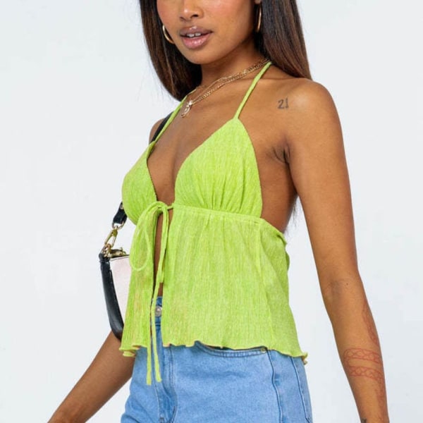 Dame Crop Tops Blonde Camisole Vest GREEN M Green M