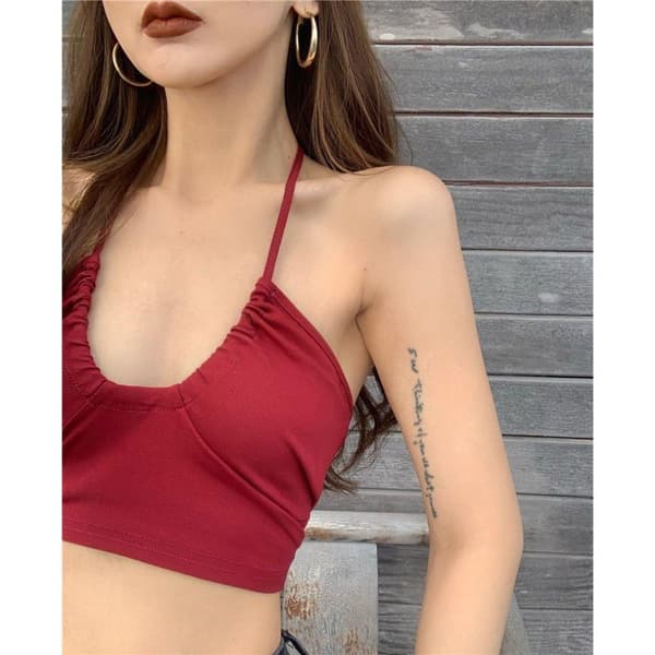 Haltertopp Crop Top HVIT L White L