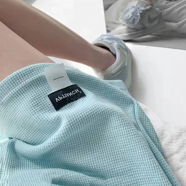 Dame vaffelshorts Højtaljede sportsshorts SORT M black M