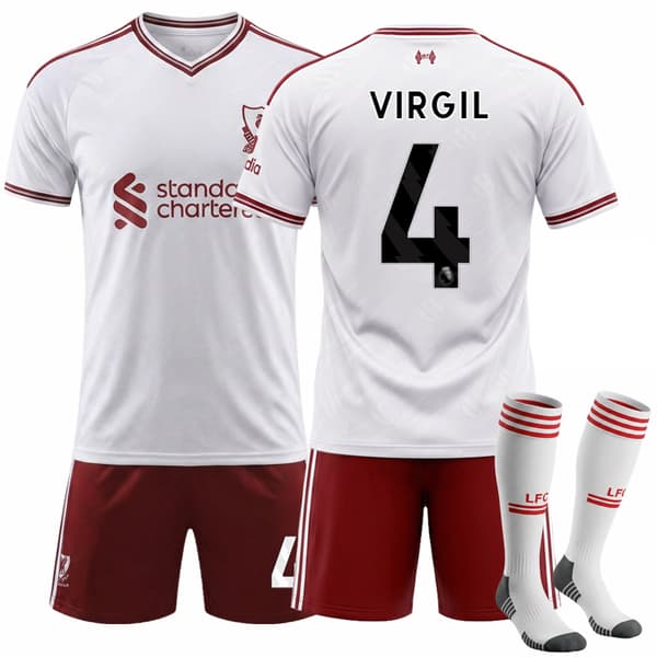 2026-2027 Liverpool Udebane Børnefodboldtrøje Sæt Med Strømper Nr. 4 Virgil 20