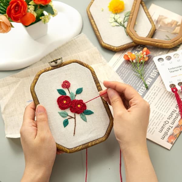 Broderi Startsett Broderistoff Broderirammer