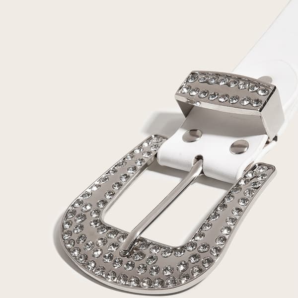 Belte med Rhinestones Rhinestones Stropp HVIT White