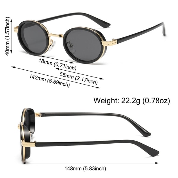 Ovale solbriller Solbriller med liten innfatning SVART SVART Black