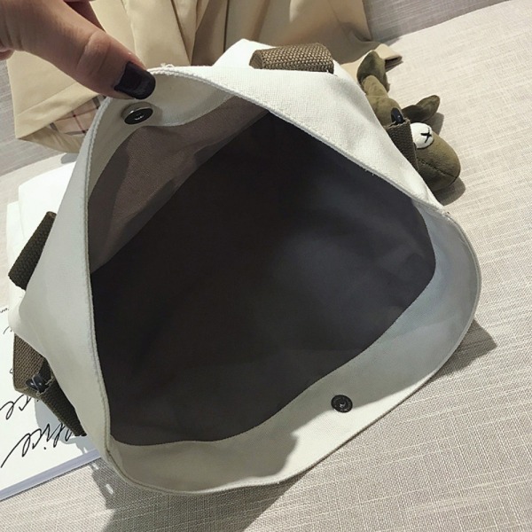 Lerret Skulderveske Dame Tote Bag HVIT-NO ANheng HVIT-NR White-No Pendant