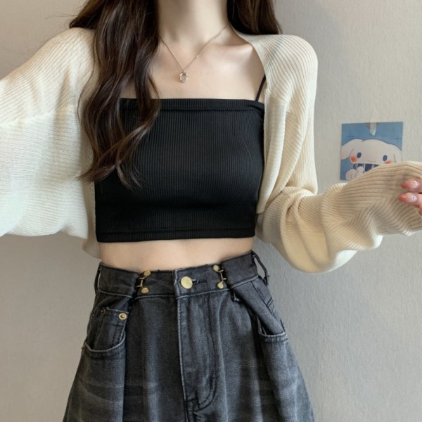 Stickad Cardigan Is Sidensjal APRIKOS Apricot