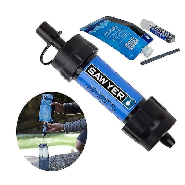 Mini Portable Survival Water Purifier Straw Water Filtration System blue