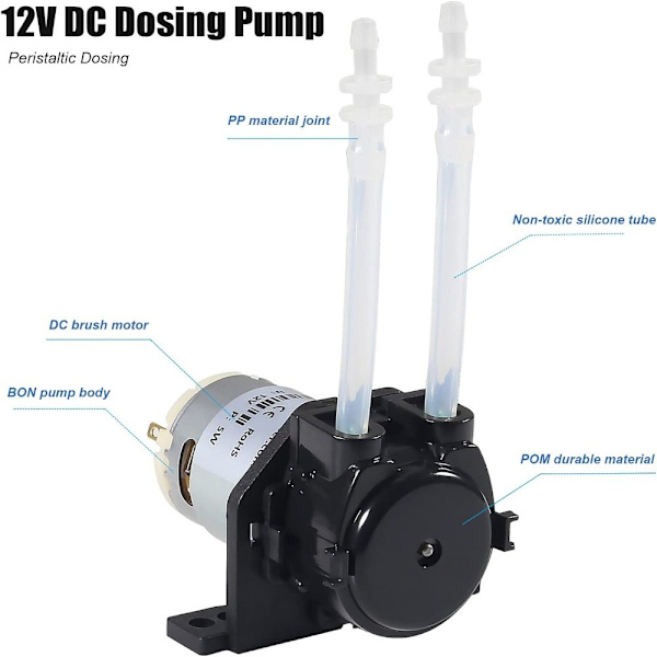 1Pc 12V DC Doseringspumpe Lab Peristaltisk hode Lavstrøm