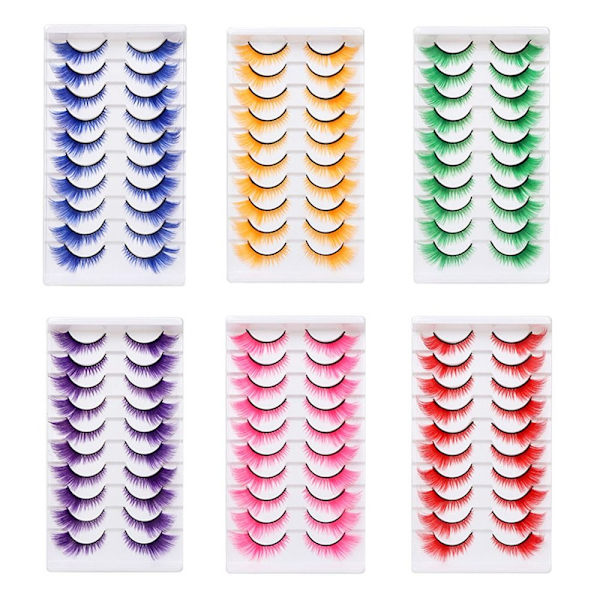 10 Par Färgade Fransar Cat Eye Eye Fransar RÖDA Red