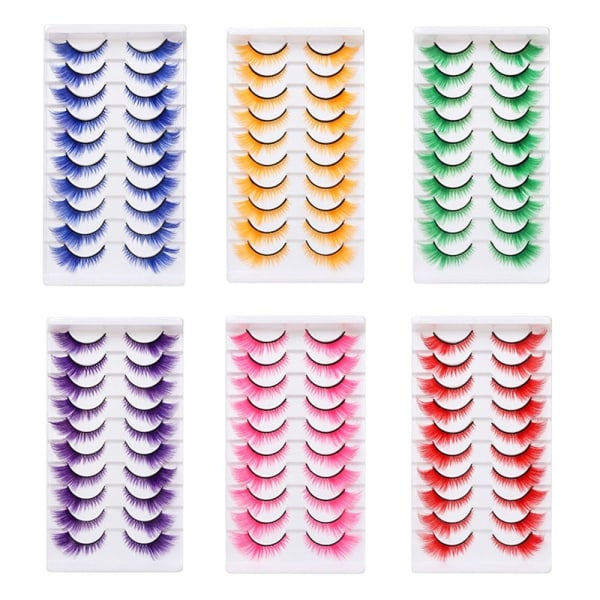 10 paria värillisiä ripsiä Cat Eye Eyelashes SININEN Blue