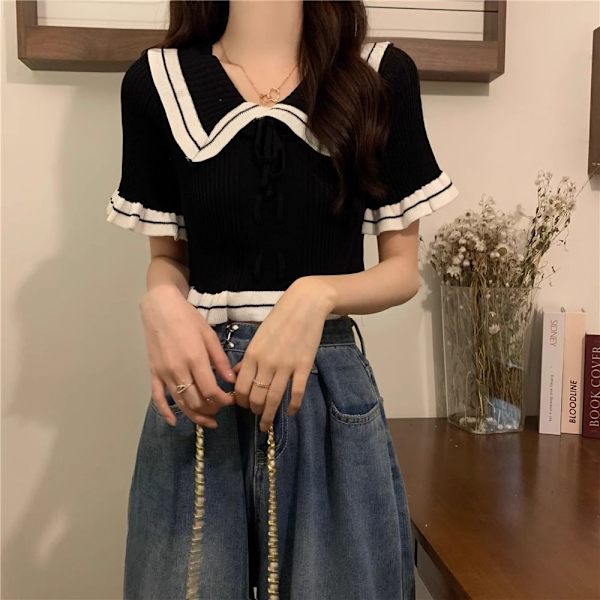 Crop Top Dame Top SORT Black