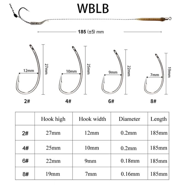 6-8 stk. Ferdigbundne Karpefiskekroker med Fortom 6pcs WBLB-4