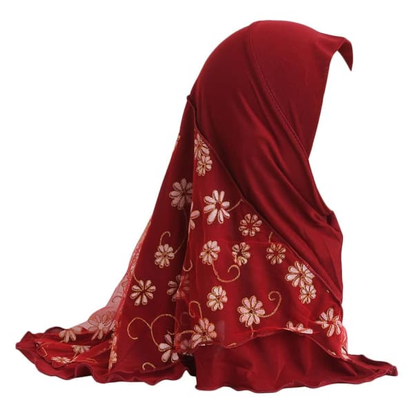 Hijabmössa för 2-6 år, VINRÖD Wine red