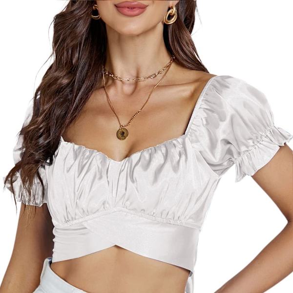 Lyhythihaiset Crop Topit VALKOINEN XL White XL
