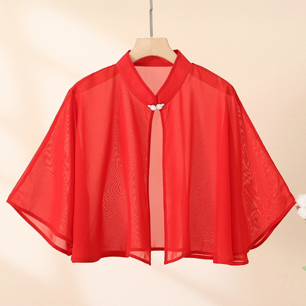 Rose Jacquard Polyester Sjalar Solskyddssjal RÖD Red