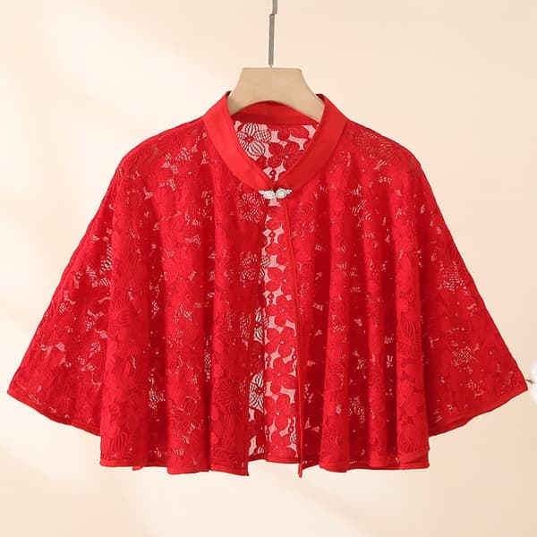 Rose Jacquard Polyester Sjal Solbeskyttelse Skjerf RØD Red