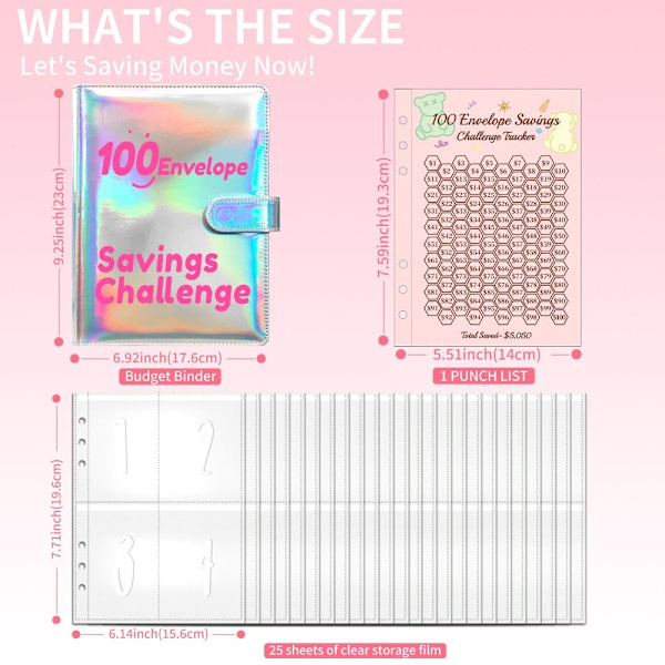 100 Days Savings Challenge Savings Money Binder MUSTA Black