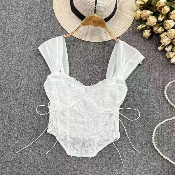 Sexet blonde Camisole Fishbone Strap Camisole HVID white