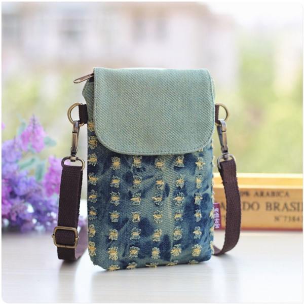 Denim Skulder Crossbody Bag Mobiltelefonveske 2 2 2