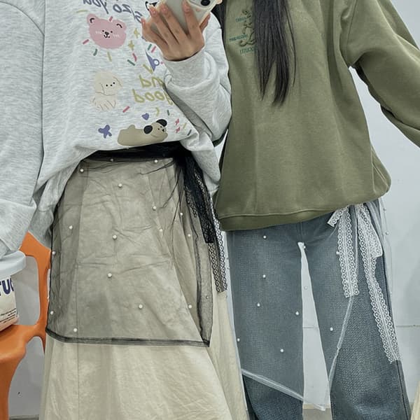 Läpinäkyvä Harajuku-hame MUSTA black
