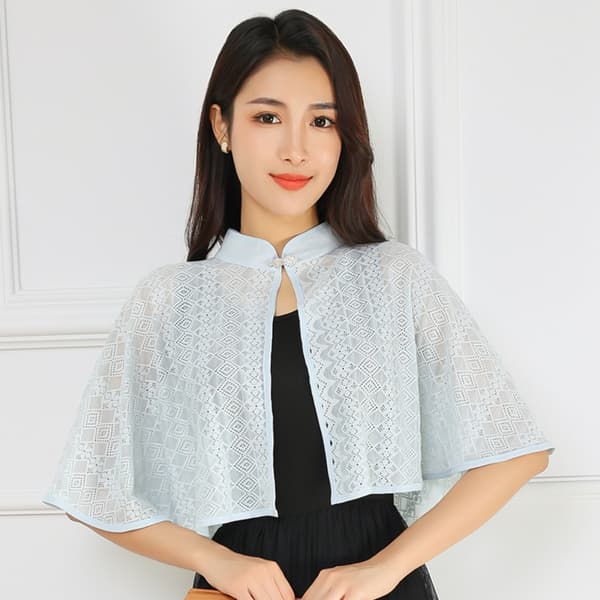 Rose Jacquard Polyester Sjal Solbeskyttelse Skjerf BLÅ Blue