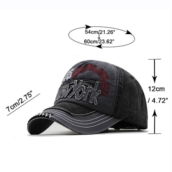 Broderi Baseball Caps Distressed Faded Casquette SORT black