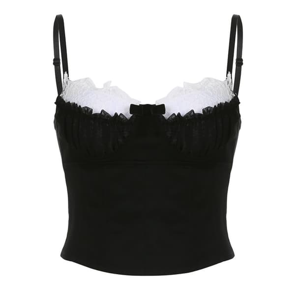 Kvinders stropløse camisole med sløjfe, SORT S Black S