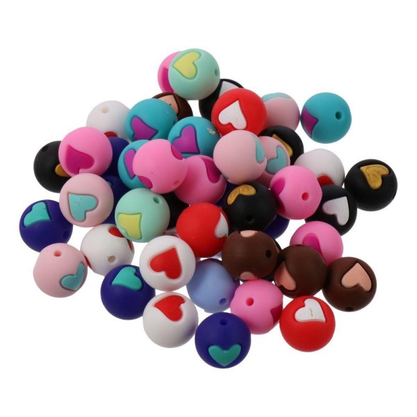Silikonpärlor Heart Round Beads Silikon Focal Beads
