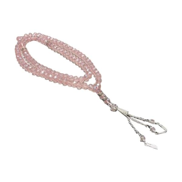 Flade krystalbedeperler, håndtrådet, ROSA Pink