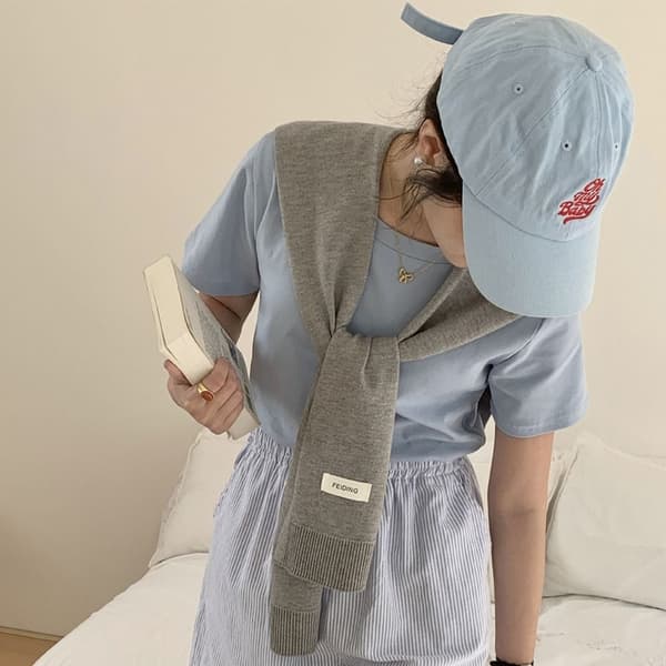 Falsk Krage Sjal Stickad Falsk Krage GRÅ grey
