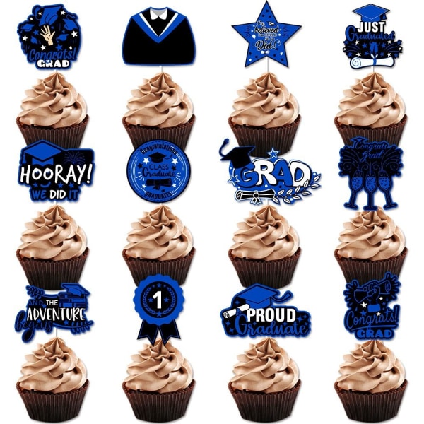 12 kpl Cupcake Topper Cupcake Wrapper SININEN Blue